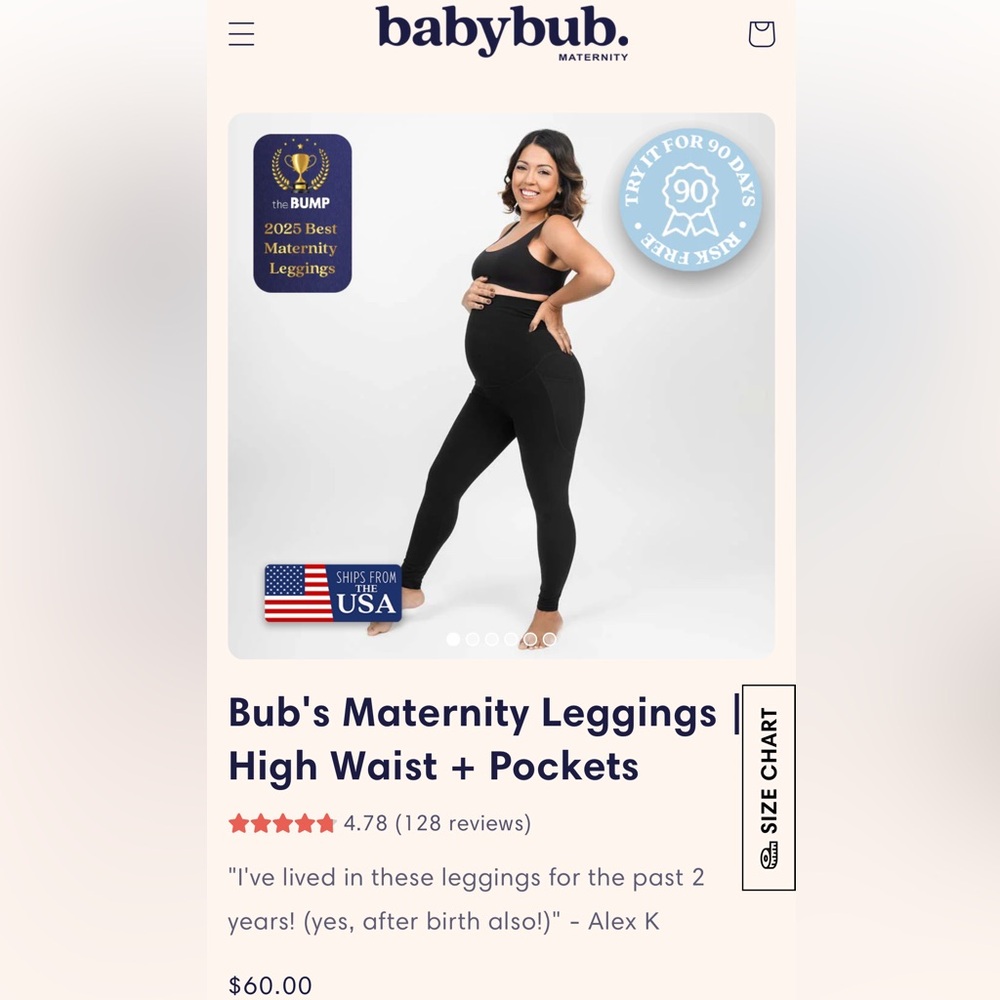 BabyBub Maternity Leggings | High Waist + Pockets